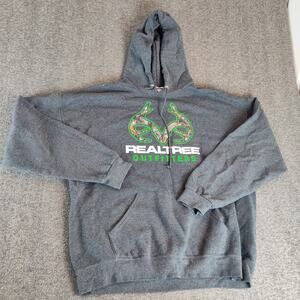 Vintage RealTree Outfitters Hoodie Gray With Camo Antlers Pullover 2XL